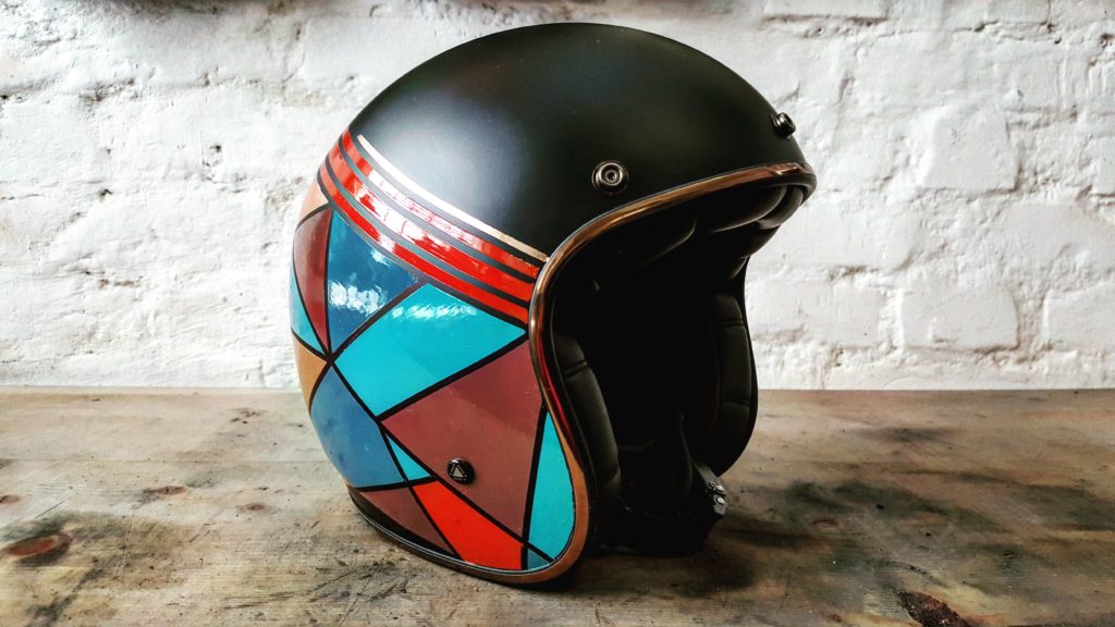 Unique painting for graphic custom motorcycle helmet inspired by abstract art