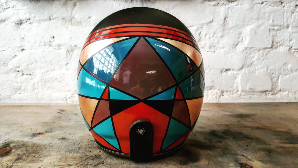 Unique painting for graphic custom motorcycle helmet inspired by abstract art