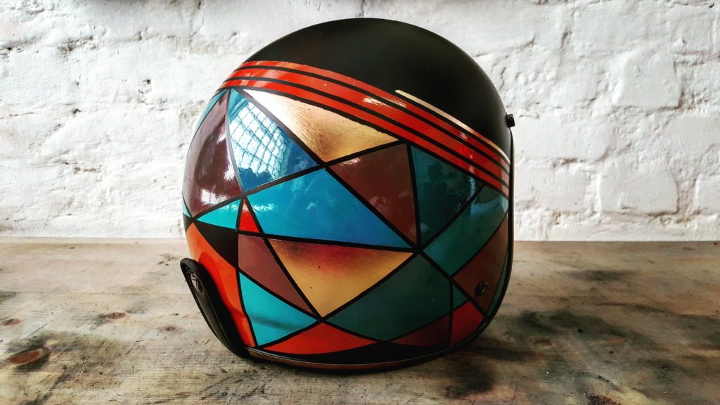 Unique painting for graphic custom motorcycle helmet inspired by abstract art