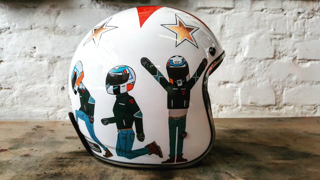 Unique painting for custom motorcycle helmet inspired by flat design