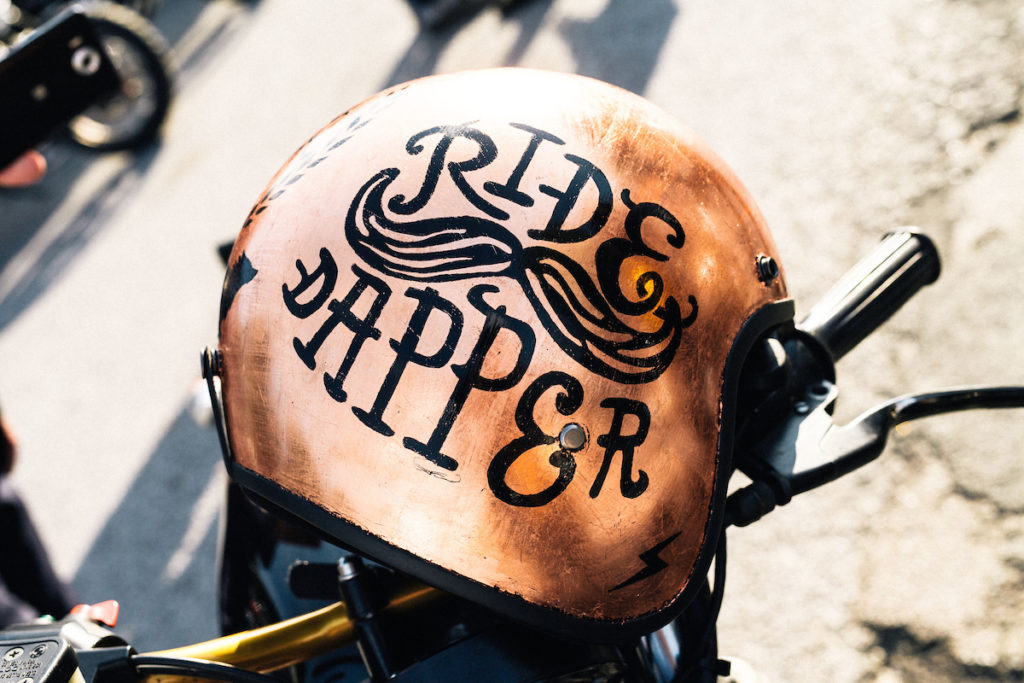 Unique painting for custom motorcycle helmet with copper