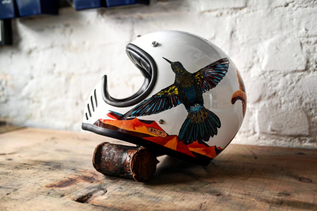 unique painting for custom motorcycle helmet inspired by the symbolism of animals