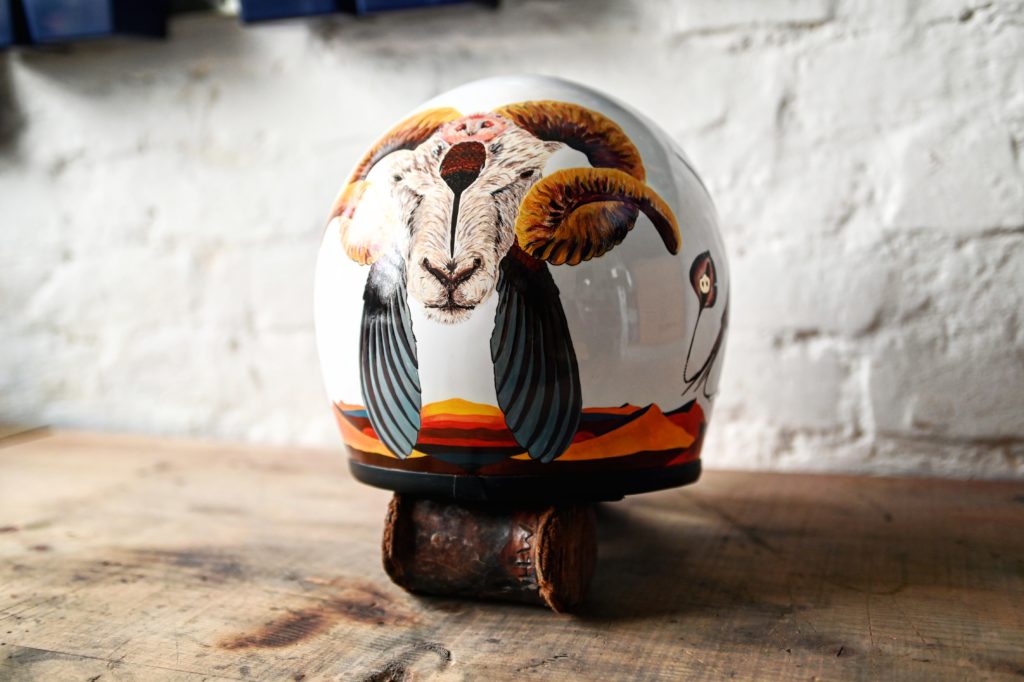 unique painting for custom motorcycle helmet inspired by the symbolism of animals