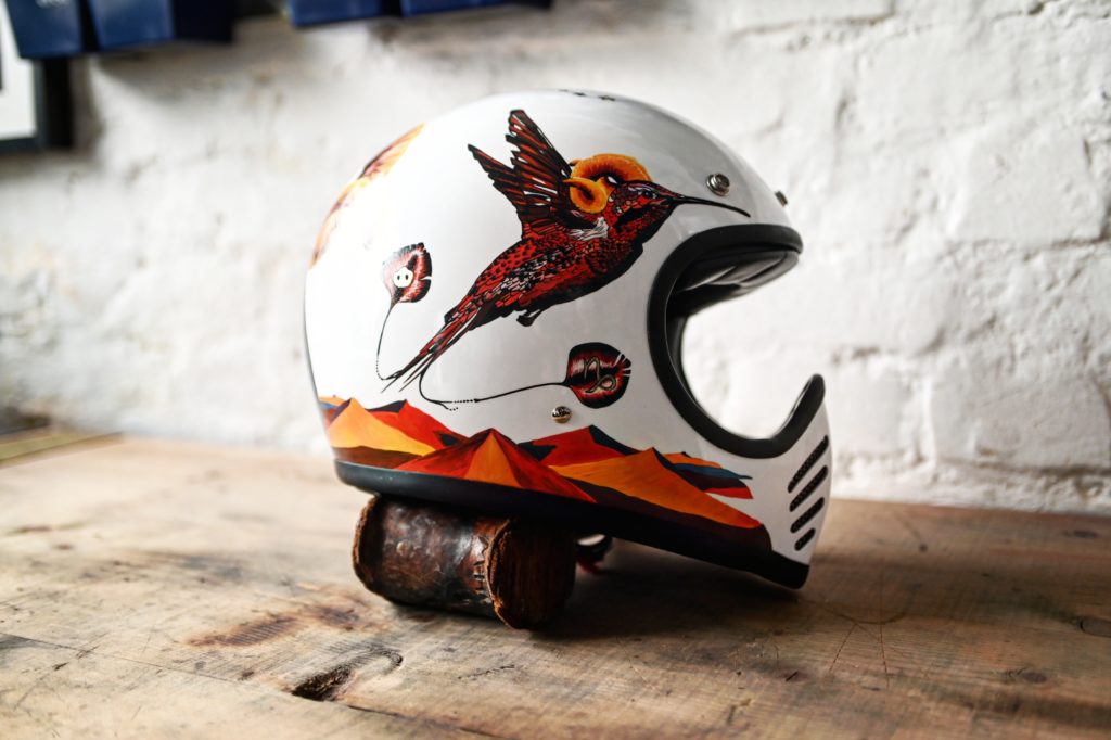 unique painting for custom motorcycle helmet inspired by the symbolism of animals