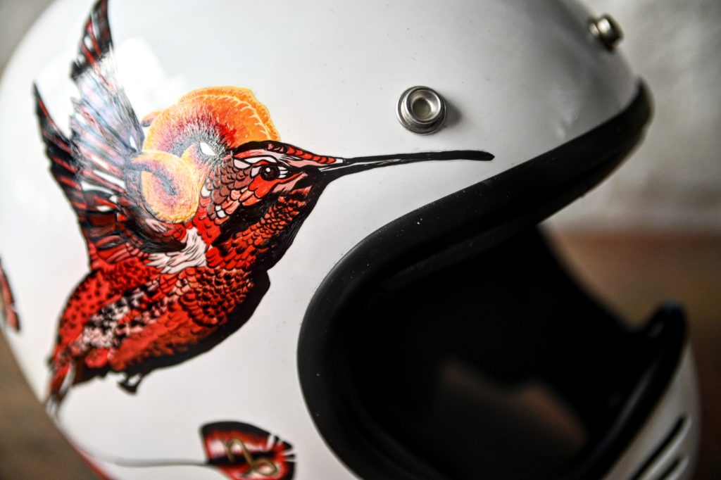 unique painting for custom motorcycle helmet inspired by the symbolism of animals