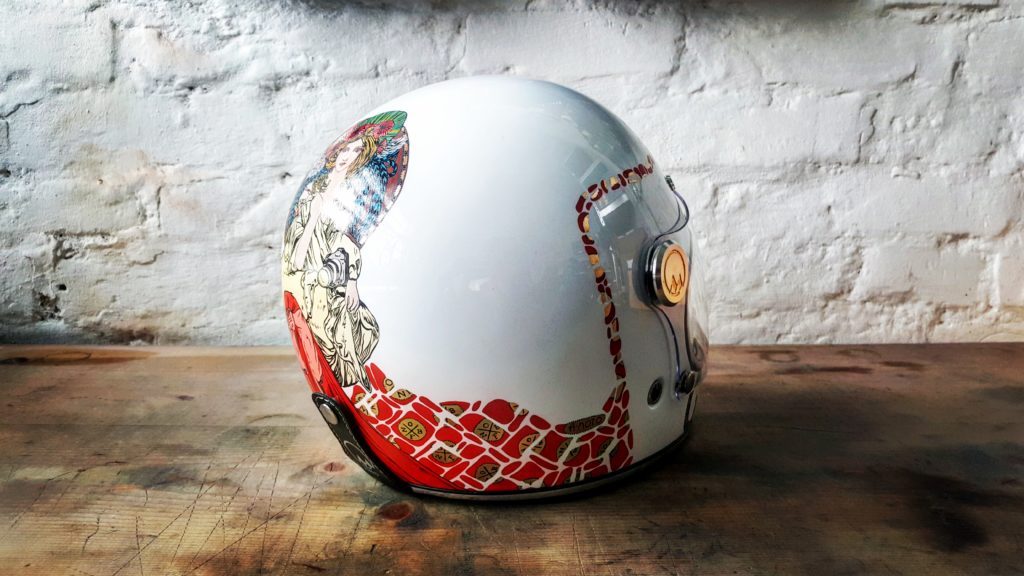Art nouveau and mucha motorcycle helmet creation